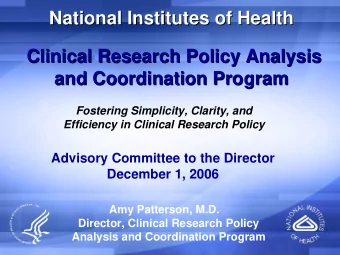 National Institutes of Health  National Institutes of Health  Clinical Research Policy Analysis