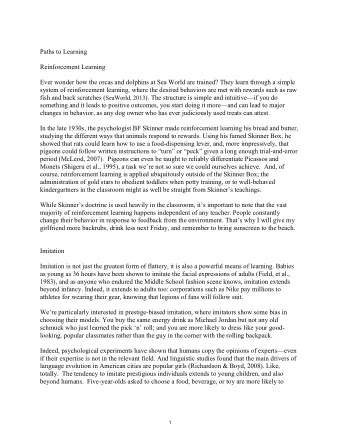 Paths to Learning  Reinforcement Learning  Ever wonder how the orcas and dolphins at Sea World are