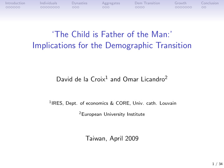 the child is father of the man implications for the