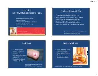 Heel Ulcers  Epidemiology and Cost  Do They Have a Chance to Heal?  Cost of pressure ulcers
