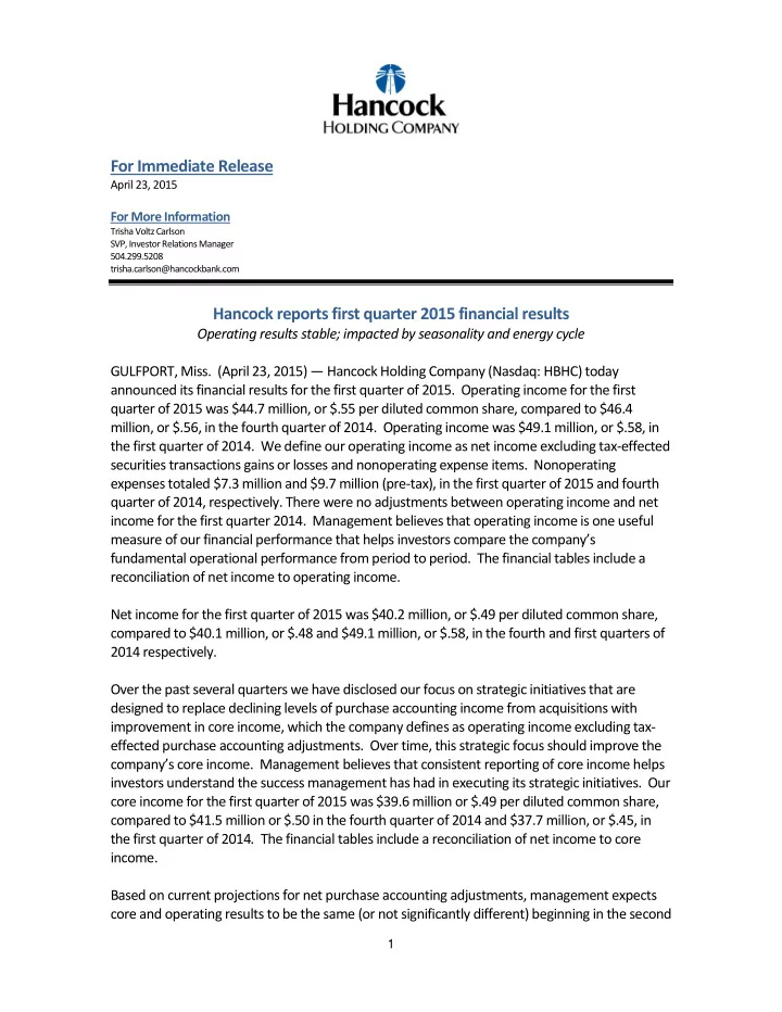 for immediate release april 23 2015 for more information