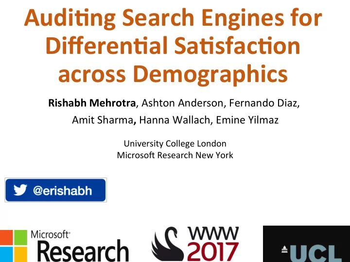 audi ng search engines for differen al sa sfac on across