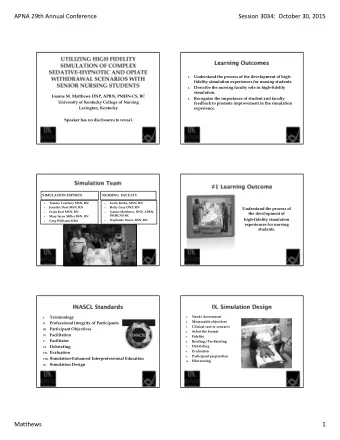 APNA 29th Annual Conference Session 3034: October 30, 2015  Understand the process of the