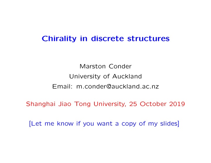 chirality in discrete structures