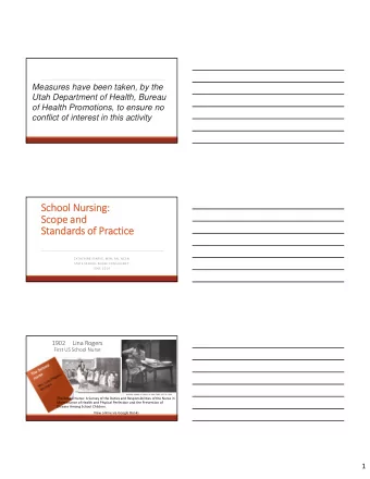 School School Nur  Nursing:  g:  Sc  Scope ope and and  Standar  St andards of of Pr  Practice