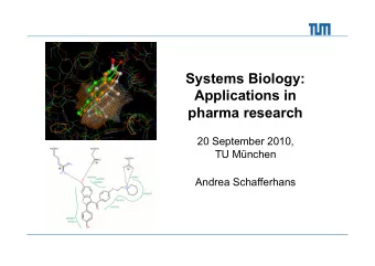 Systems Biology:  Applications in pharma research  20 September 2010,  TU Mnchen  Andrea