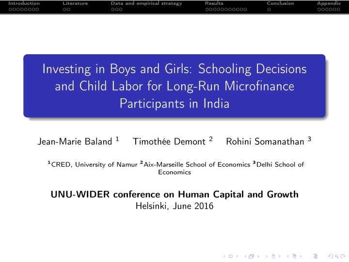 investing in boys and girls schooling decisions and child