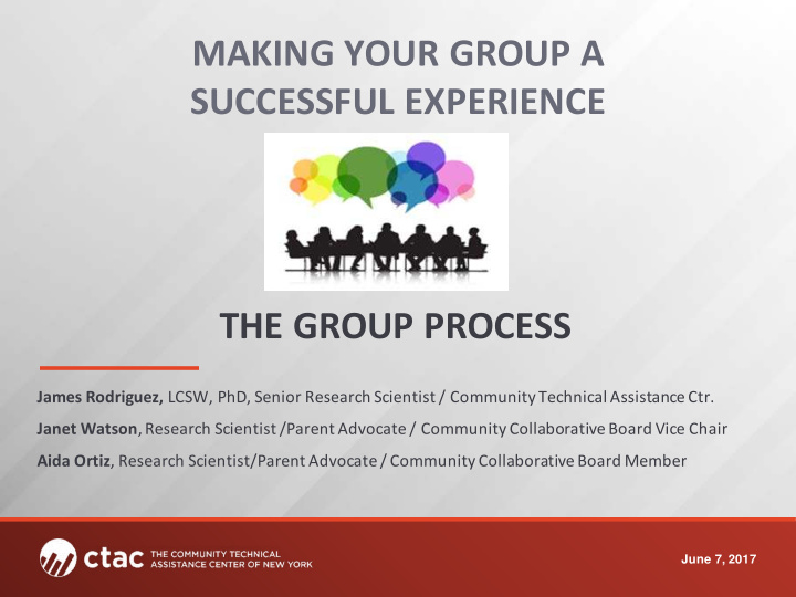 making your group a successful experience the group