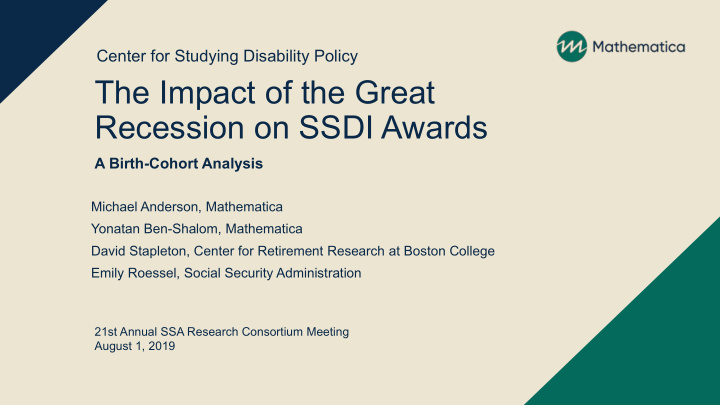 the impact of the great recession on ssdi awards