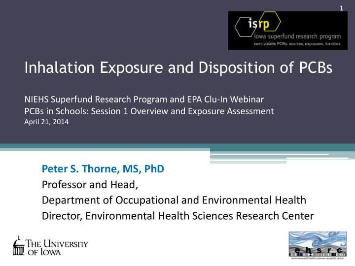 inhalation exposure and disposition of pcbs