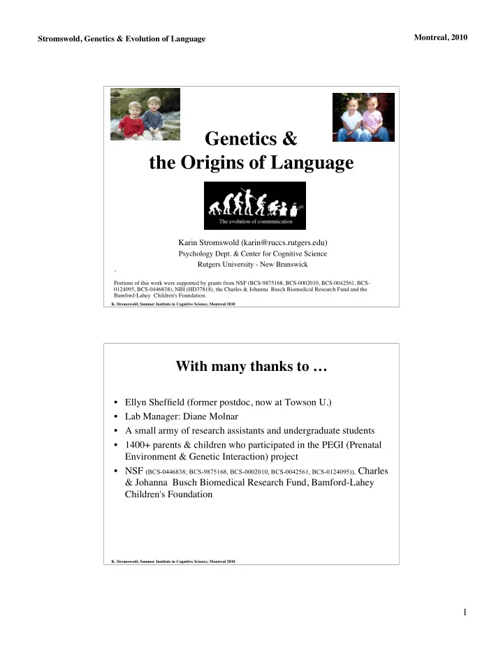 genetics amp the origins of language