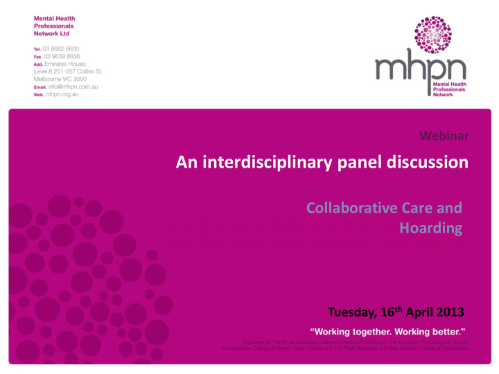 an interdisciplinary panel discussion