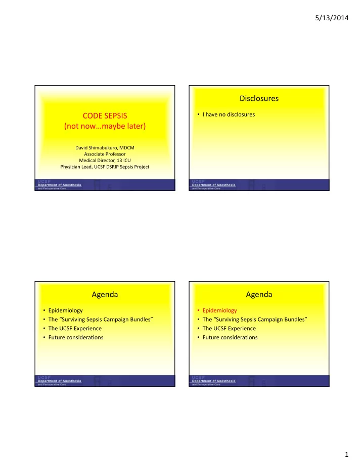 disclosures code sepsis