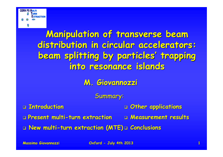 manipulation of transverse beam manipulation of