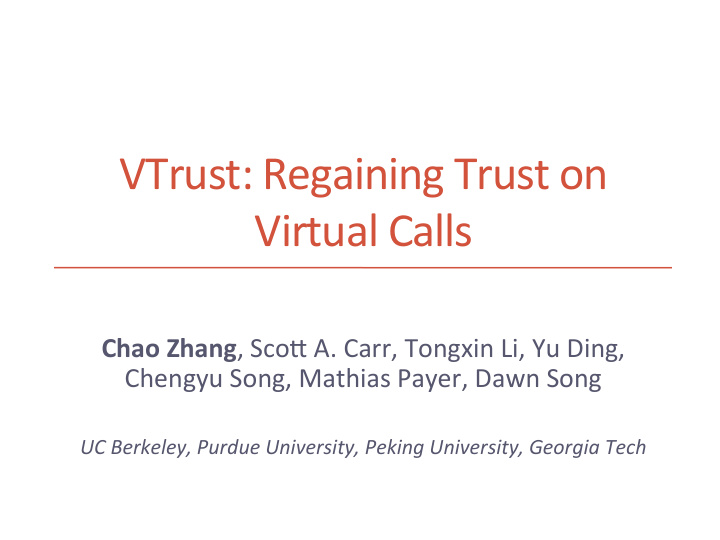 vtrust regaining trust on virtual calls