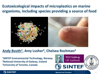 organisms, including species providing a source of food Andy Booth 1 , Amy Lusher 2 , Chelsea