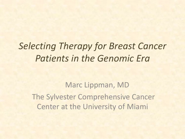 patients in the genomic era