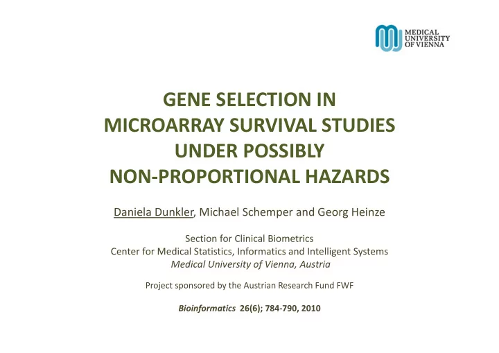 gene selection in microarray survival studies under