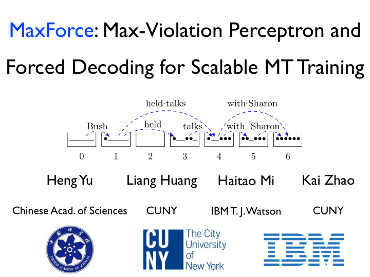maxforce max violation perceptron and forced decoding for