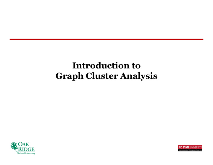 introduction to graph cluster analysis outline