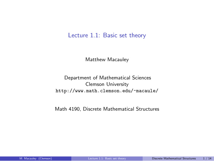 lecture 1 1 basic set theory