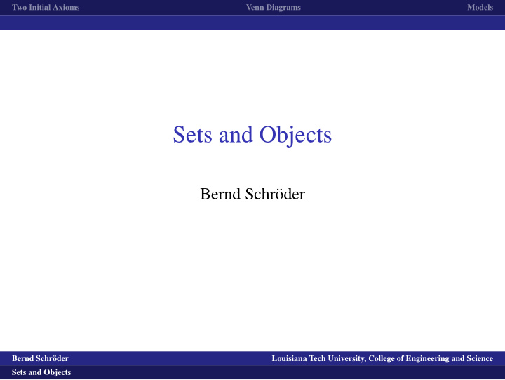 sets and objects