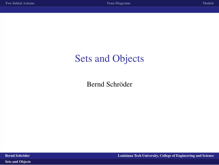 sets and objects