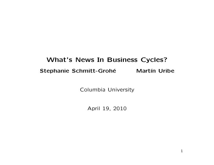 what s news in business cycles