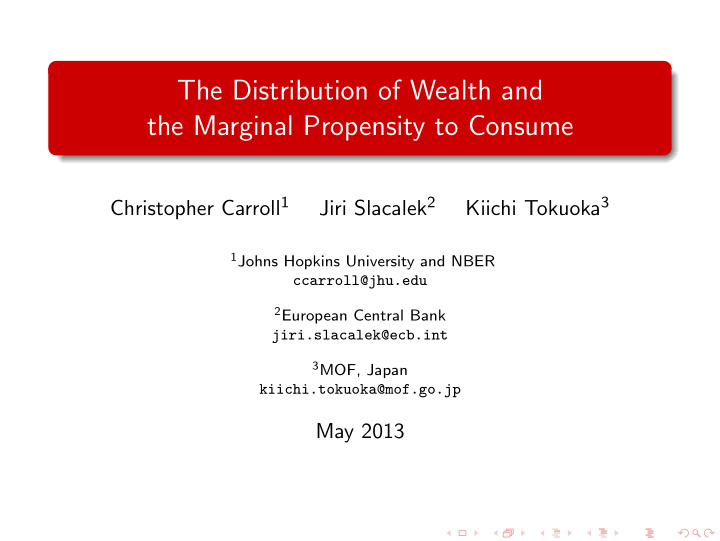 the distribution of wealth and the marginal propensity to