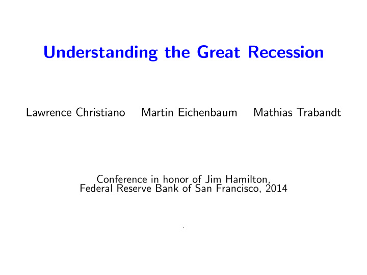 understanding the great recession