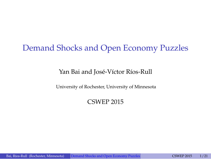 demand shocks and open economy puzzles