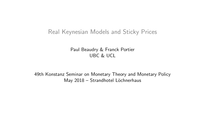 real keynesian models and sticky prices
