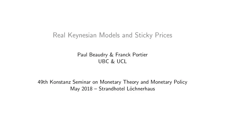 real keynesian models and sticky prices