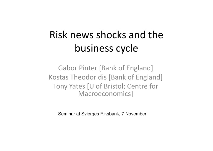 risk news shocks and the business cycle
