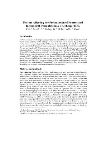 Factors Affecting the Presentation of Footrot and  Interdigital Dermatitis in a UK Sheep Flock. V.