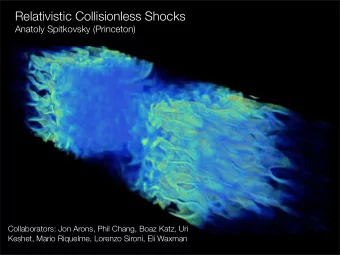 Relativistic Collisionless Shocks  Anatoly Spitkovsky (Princeton)  Collaborators: Jon Arons, Phil
