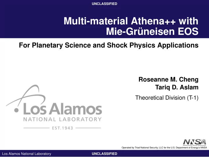 multi material athena with mie gr uneisen eos