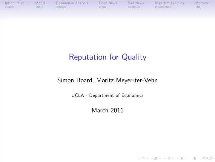 reputation for quality