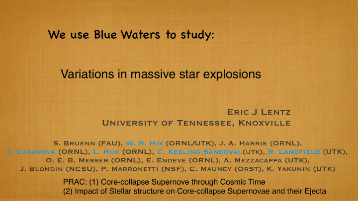 we use blue waters to study variations in massive star