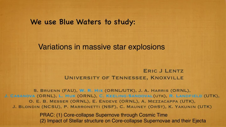 we use blue waters to study variations in massive star