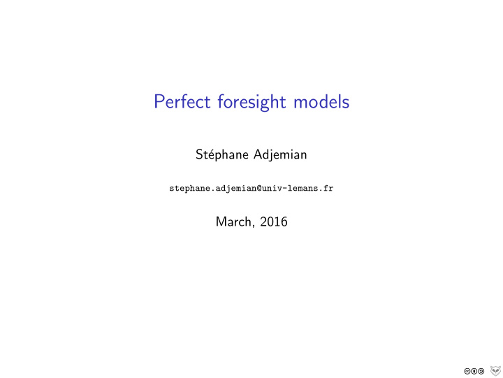 perfect foresight models