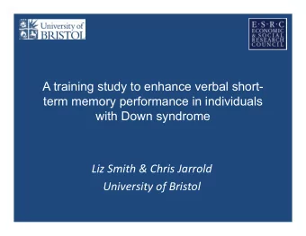 A training study to enhance verbal short-  term memory performance in individuals  with Down