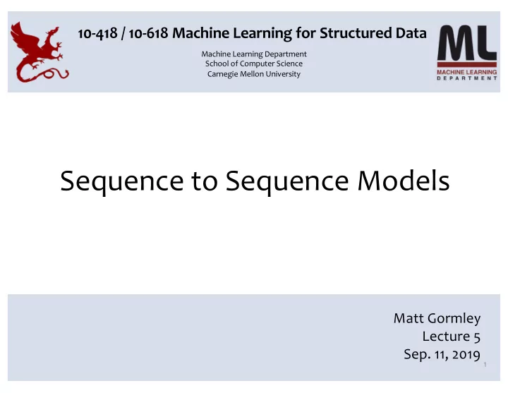 sequence to sequence models