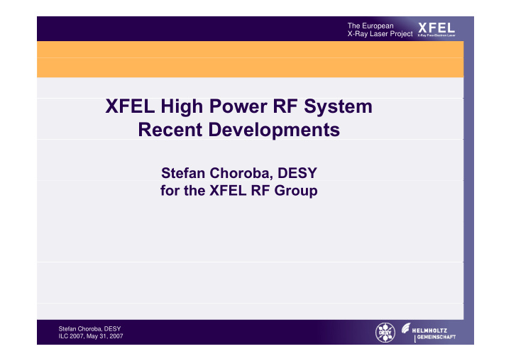 xfel high power rf system recent developments p