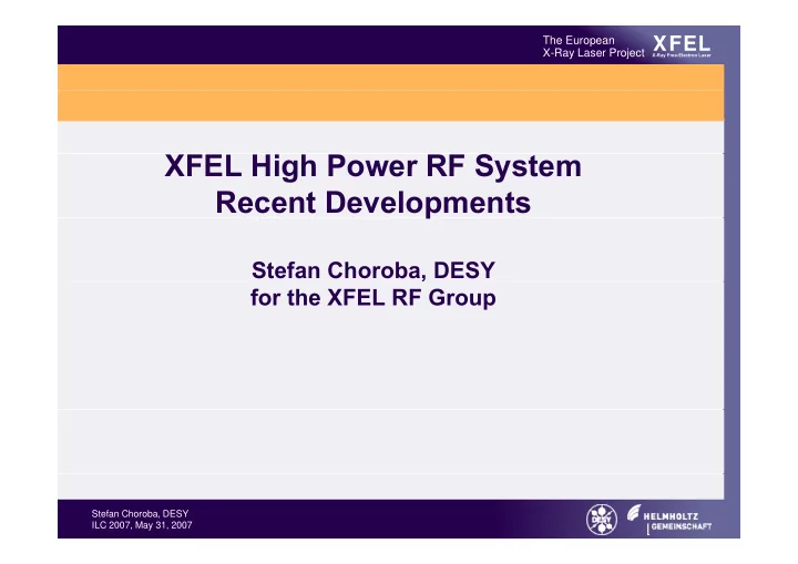 xfel high power rf system recent developments p