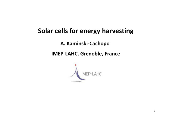 solar cells for energy harvesting