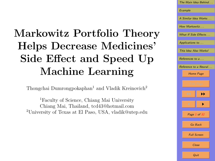 markowitz portfolio theory