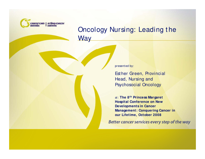 oncology nursing leading the oncology nursing leading the