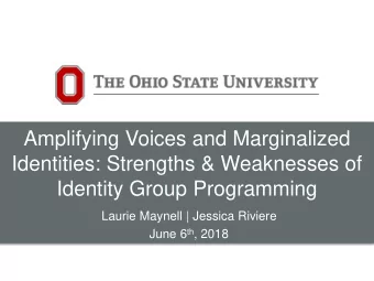 Amplifying Voices and Marginalized  Identities: Strengths &amp; Weaknesses of  Identity Group
