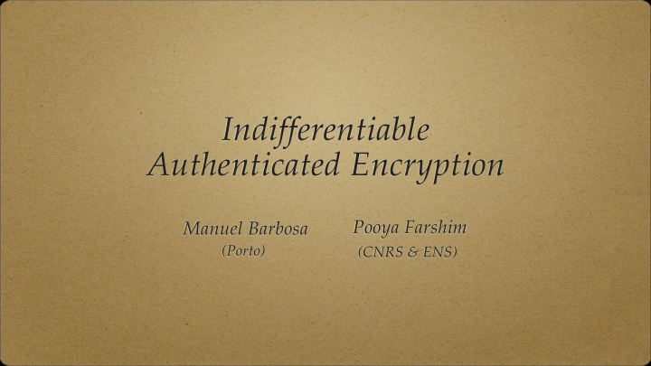 indifferentiable authenticated encryption